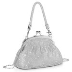 BAIGIO 1920s Vintage Beaded Clutch Bag for Women Silver Sparkly Diamante Evening Bag Clutch Handbag for Wedding Prom Cocktail Gatsby Party