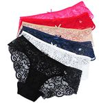 Sunm Boutique Multipack Women Lace Briefs Ultra Thin Lace Panties Sexy Underwear Low Rise Soft Bikini (Multicoloured L)