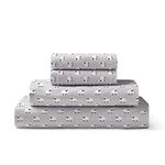 Brielle Home Flannel Sheet Set Cotton Soft Warm & Cozy Modern Chic with Elastic Deep Pockets, Queen, Sheep Light Grey