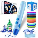 Sunfuny 3D Pen Xmas Gift for Kids, Cordless 3D Printing Pen with 140ft PCL Filament Refills, 3D Pencil Craft Drawing Pen Doodler, stylo Impression 3D Crayon Pour Enfant for Girls Boys Teen, Indigo