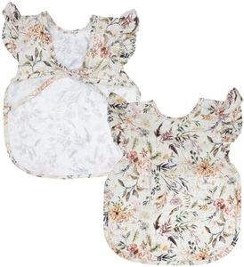 BapronBaby Flutter Delilah Floral Bapron - No Neck Tie Safer Bib for Baby & Toddler - Soft Waterproof Stain Resistant - Machine Washable - Sz Baby/Toddler 6m-3T