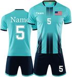 Custom Jersey Soccer for Men Women Soccer Uniforms for Kids with Name Team Number Logo (Light Blue)