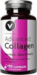 Premium Collagen Supplements for Women - High Strength Marine Collagen with Hyaluronic Acid, Biotin, Vitamin C & E - Supports Radiant Skin, Hair & Nails - UK Made - 90 Capsules