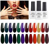 AIMEILI Red Glitter Emerald Green Black Golden Gel Nail Polish Soak Off UV LED Red Sparkle Nail Polish Gifts for Christmas Day, Set of 12pcs X 8ml - Kit Set 5