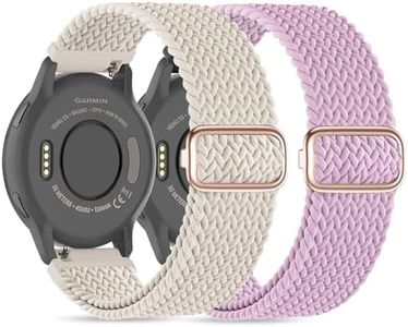 Folavii 18mm Braided Stretchy Nylon Watch Bands Compatible with Garmin Venu 2S/Venu 3S/Vivoactive 4S/Vivomove 3S/Forerunner 255S/Forerunner 265S, Solo Loop Quick Release Soft Elastic Fabric Strap for