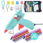 Hot Glue Gun Kit,Mini Glue Gun with Carrying Case,30 Pcs Colorful Glue Sticks,Precision Nozzle,Easy Squeeze Trigger,Fast Preheating Hot Melt Glue Gun for School Crafts DIY Arts Gift (Blue, 30Watts)