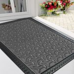 ishro home Premium Door Mat for Home Entrance,Waterproof All-Season, All-Weather Doormat, Sturdy Natural Rubber, Fade Resistant, Low Profile, Easy Clean, Heavy Duty (60X40 cm) (Grey)