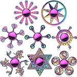 8 Pieces Rainbow Metal Spinner Cool Finger Spinners High Speed Hand Spinners Toys for Stress Anxiety Gift for Adults and Teens (Chic Style)