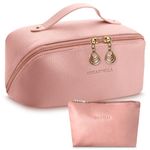 STRAPVILLA Makeup Bag for Women - Large Capacity Waterproof Makeup Pouches for Women, Cosmetic Makeup Pouch - Wide Opening Zipper Cosmetic Pouch for Women - Travel Makeup Organizer Kit – Pink