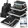 Samfolk Compression Packing Cubes for Suitcases Packing Cubes Compression Set Waterproof Suitcase Organiser Bags for Travel Suitcase Luggage Packing Organizer Bags Travel Essentials Black 8 Set