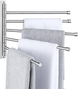 KES SUS 304 Stainless Steel Swing Out Towel Bar 5-Bar Folding Arm Swivel Hanger Bathroom Storage Organizer Rustproof Wall Mount, Brushed Finish, A2102S5-2