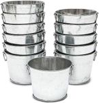 Juvale Mini Galvanized Buckets with Handles (4.5 x 3.5 in, 12 Pack)