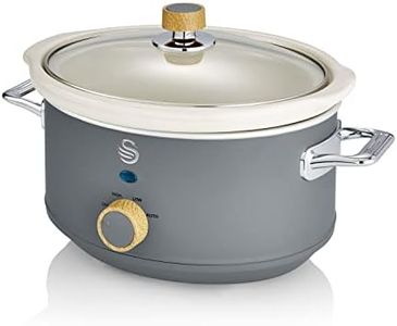 Salton Swan Nordic-Style Slow Cooker with Removable Ceramic Pot, 3.5 Litre, Slate Grey