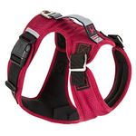 Gooby Pioneer Dog Harness with Control Handle & Seat Belt Restrain Capability, X-Large, Red