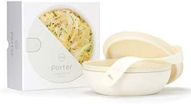 W&P Porter Ceramic Bowl Lunch Container w/ Protective Non-slip Exterior, Cream 1 Liter | Lid & Snap-tight Silicone Strap | Food Storage, Bento Box, Meal Prep | BPA-Free Ceramic