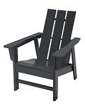 VOQNIS Outdoor Adirondack Chair, HDPE Plastic Patio Chairs for Fire Pits, Gardens, Decks, Seaside Weather Resistant, Waterproof, Easy to Assemble (Black+Black)