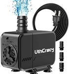 UthCracy Submersible Pump 400GPH Ultra Quiet Aquarium Water Pump 1500L/H 20W 6ft. High Lift Energy Saving Fountain Pump with 4.7ft. Power Cord, 3 Nozzles for Fish Tank, Pond, Statuary, Hydroponics