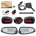 10L0L Golf Cart Universal Deluxe LED Headlights and Tail Light Kits for 08-18 EZGO RXV Carts with Turn Signals Switch Horn Brake Lights Harness-Not Fit RXV II (Must Input 12 Volts)