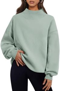 Trendy Queen Womens Oversized Sweatshirts Turtleneck Pullover Long Sleeve Hoodies Tops Fall Fashion Outfits 2026 Clothes GreyGreen 2XL