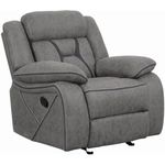 Houston Pillow-Padded Glider Recliner with Contrast Stitching Grey