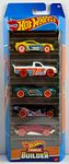 Hot Wheels Car 2023 Track Builder Pack of 5 (Torque Twister, Draftnator, Nerve Hammer, hi-tech Missile, Exotique) Multi - Color