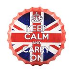 Eazy Wagon - Art Home Bar Wall Decor | Metal Bottle Caps Wall Sign Plates for Retro & Vintage Scratch Look Gifts | Cafe Decoration Plate - 14 x 14 inches (UK 'Keep Calm and Carry on')