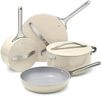 Caraway Non-stick Ceramic Cookware Set (12 Piece) Pots, Pans, Lids and Kitchen Storage - PFAS & PFOA Free - Oven Safe Pan Set & Compatible with All Stovetops - Cream