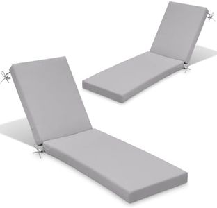 Crestlive Products Chaise Lounge Cushion Set of 2, Outdoor Cushion for Patio Furniture, Outside Chair Comfortable Cushion Water Resistant for Lawn, Pool, 72''L x 21''W x 3''T (Light Gray)