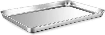 Bmado Homefull Baking Tray Stainless Steel Oven Tray– Medium Cookie Tray Pan for Baking Cooking Serving - 29 x 22 x 2.5 cm, Tea Tray & Serving Trays for Kitchen, Rectangul