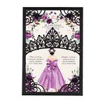 DreamBuilt 50Pcs Blank Pearlized Black Crown Invitations for Quinceanera, 15 year, Sweet 16, Miss XV, Birthday Laser Cut Quince Invitation Cards