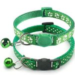 Breakaway Cat Collars with Bells, MUZIEBA Kitten Collar for Girl Boy Adjustable Safety Kitty Collars for Cats Puppy and Small Pets (Grass Green)