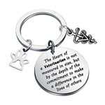 LQRI Veterinary Key Chain Veterinarian Gift Vet Tech Appreciation Gift The Heart of a Veterinarian is Not Measured in Size Thank You Gift for Veterinary Technician Pet Sitter (sliver)