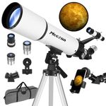 MEEZAA Telescope for Adults Astronomy, 80mm Aperture 600mm Refractor Telescope for Kids & Beginners, Fully Multi-Coated Optics High Transmission Telescopes with Tripod & Phone Adapter & Carrying Bag