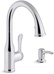 KOHLER K-REC23863-SD-CP Motif Kitchen Faucet with Pull Down Sprayer and Soap Dispenser, Kitchen Sink Faucet in Polished Chrome