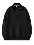 FASHION AND YOUTH Premium and Stylish Half Zipper Sweatshirt Black