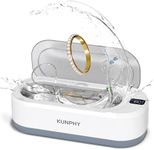 Upgraded KUNPHY Ultrasonic Jewelry Cleaner, 350ML 48KHz Professional Sonic Cleaner Machine with 3 Digital Timer, One-Touch Operation for Eyeglass, Watches, Ring, Silver, Gold, Earrings, Coins