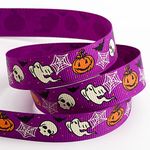 Spooky Halloween Grosgrain Ribbon - 16mm x 5 Metres - Purple