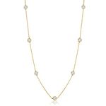 NYC Sterling Women Gold Plated Sterling Silver 3MM Round Cubic Zirconia Station Necklace, 16, Cubic Zirconia Sterling Silver, Cubic Zirconia