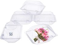 Royal Imports 50 Pack Clear Plastic Flower Box for Corsage, Boutonniere, Rose, Orchid Prom Wedding Craft Container 6x5x4