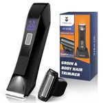 VIKICON Manscape Pubic & Body Hair Trimmer: 2-in-1 No-Nick Men's Ball Shaver w/Dual-Head Trimmer & Foil Blades, Waterproof Wet/Dry Grooming Kit w/Light, Electric Razor USB-C Rechargeable, Ink Black