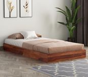 Hitanshi Decor Bryan Trundle Sheesham Wood Single Size Bed Without Storage for Bedroom Living Room Home Wooden Palang for Hotel (Honey)