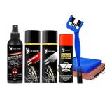 BLACKBIRD Bike Care Kit. 1Pcs - Chain Lube 220ml, Chain Cleaner 220ml, De-Rust 120ml, All in One Polish 200ml, Chain Cleaning Brush and 2 Pc Microfiber Cloth