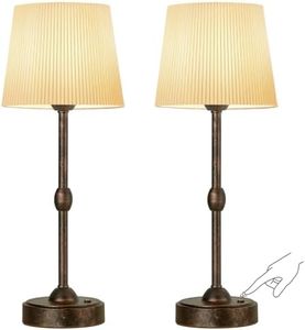 RORIA 2 Pack Battery Powered Cordless Vintage Touch Table Lamps, 5000mAh Battery Operated Lamps, Rechargeable Portable Bedside LED Desk Lamp for Bedroom/Restaurant/Desk/Couple Dinner (Bronze)