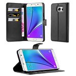 cadorabo Book Case works with Samsung Galaxy NOTE 5 in OXID BLACK - with Magnetic Closure, Stand Function and Card Slot - Wallet Etui Cover Pouch PU Leather Flip