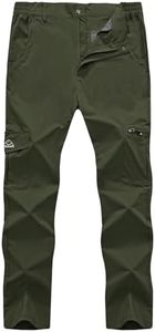 JHMORP Men's Hiking Pants Waterproof Lightweight UV Protection Stretch Travel Casual Work Pants (Army Green,CA 32)