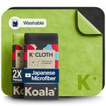 Koala Lens Cleaning Cloth | Japanese Microfiber | Glasses Cleaning Cloths | Eyeglass Lens Cleaner | Eyeglasses, Camera Lens, VR/AR Headset, and Screen Cleaning | Black & Green (Pack of 2)