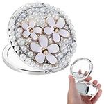 FOMIYES Round Pocket Mirror for Purse, Magnifying Compact Mirror, Pearl Mini Folding Mirror, Small Pocket Mirror, Mini Makeup Mirror for Women Girls, 1x/2x Magnification