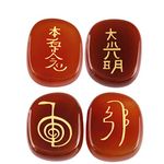 mookaitedecor Red Agate/Carnelian Reiki Stones, Engraved Usui Symbols Polished Chakra Palm Stone for Crystal Healing Wiccan Gifts, 1"/2.5cm Length