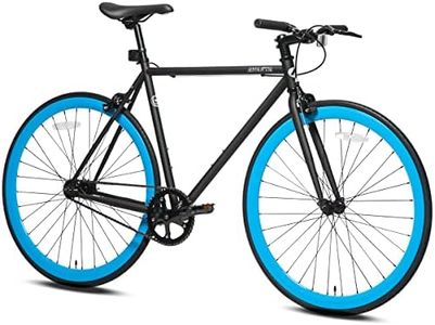 AVASTA Single-Speed Fixed Gear Urban Commuter Bike for Women and Men, Lightweight Unisex Fixie Bike, Flat Handlebar Flip Flop Hub City Road Bicycle, 50 Black & Blue