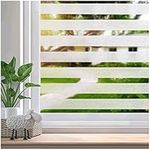 Beautysaid Stripe Window Film Privacy: Frosted Window Film Privacy Film For Glass Windows Non-Adhesive Window Film Static Cling Window Sticker Anti-UV Opaque Decoration for Home Office (90x200cm)